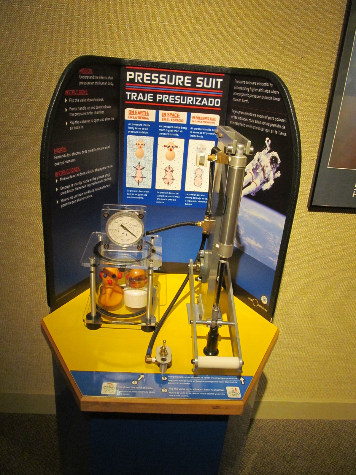 The popping doll spacesuit exhibit