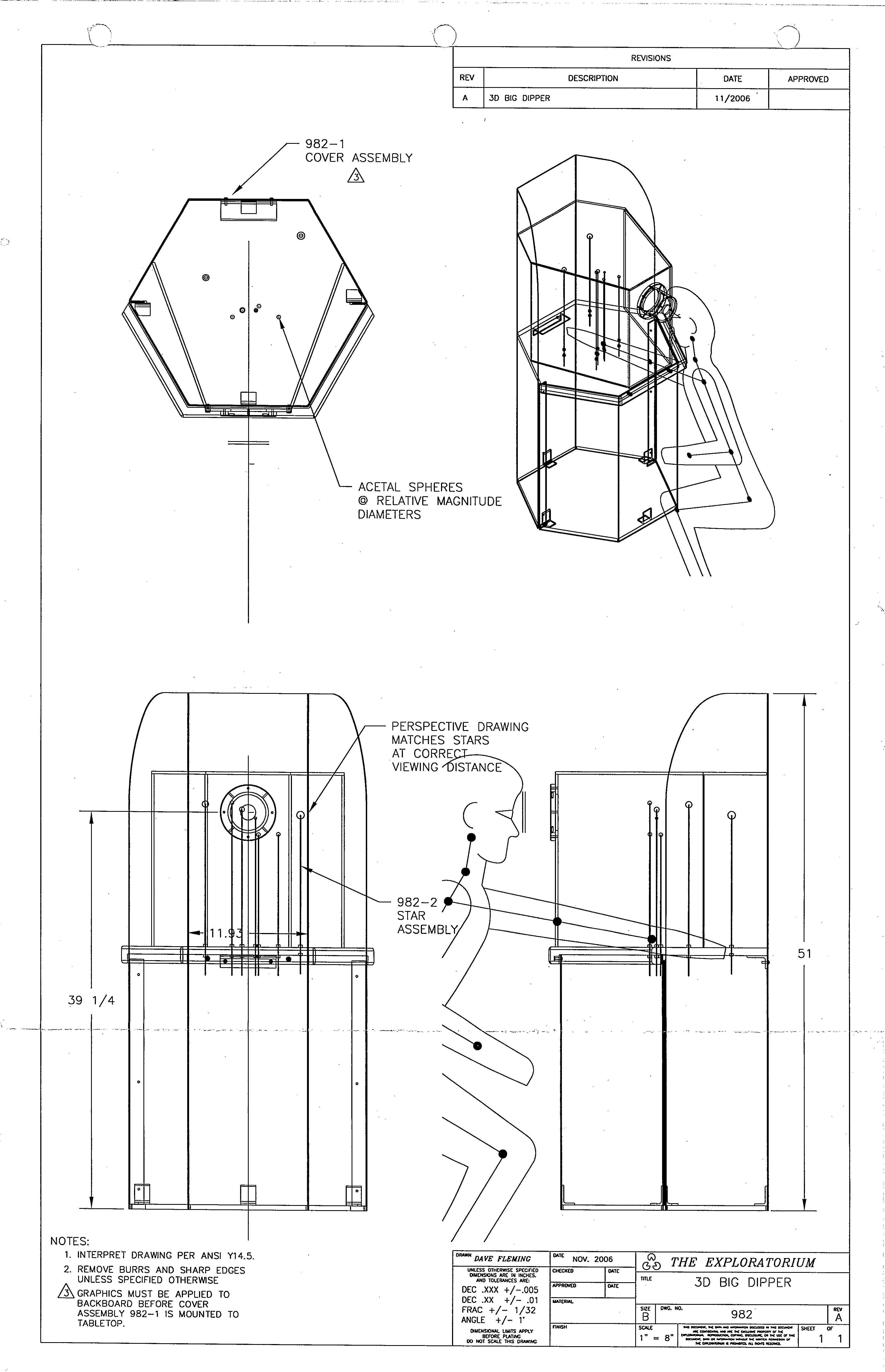 Technical drawing of the big dipper viewing