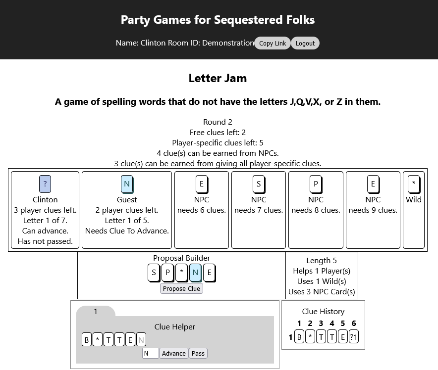 A Screnshot of Letter Jam Online